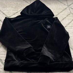 Alo yoga - Baller Velour Hoodie in Black size XS